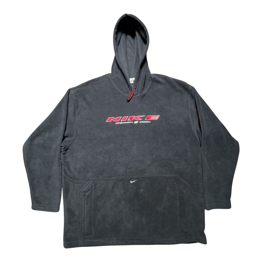 Vintage Nike Fleece Center Swoosh Hoodie Black Men’s XL Embroidered Logo